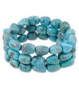 Organically appealing. The earthy turquoise nuggets adorning Avalonia Road's charming stretch bracelet make it an instant favorite for warm-weather ensembles. Closure crafted in sterling silver. Approximate diameter: 4 inches. Approximate length: 7-1/2 inches.