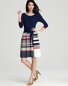 Milly Dress - Calais Stripe Pleated