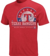 Loud and proud. Get the crowd going and cheer on your Texas Rangers in this MLB graphic t-shirt from Majestic.