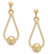 Added appeal. Giani Bernini gives its teardrop earrings, set in 24k gold over sterling silver, an extra bit of elegance with beads lying at the center. Approximate drop: 3/4 inch.