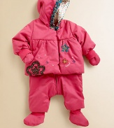 Baby will be perfectly suited for the blustery weather in this cozy, puffy set with detachable pants