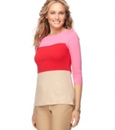 Go for an on-trend look in comfy knit colorblock, with this top from Charter Club!