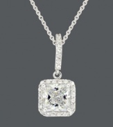 From day to evening and casual to formal, B. Brilliant's versatile pendant adds illumination to any look. Crafted in sterling silver with a princess-cut cubic zirconia and round-cut cubic zirconia accents (2-3/4 ct. t.w.). Approximate length: 18 inches. Approximate drop: 3/4 inch.