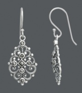 The epitome of cool elegance. These Genevieve & Grace earrings will be the talk of the town with an intricate filigree design dusted with glittering marcasite. Crafted in sterling silver. Approximate drop: 1-1/2 inches.