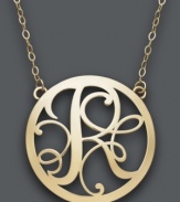 Looking for the perfect personalized gift? This stunning, letter R scroll pendant will do just the trick. Setting and chain crafted in 14k gold. Approximate length: 17 inches. Approximate drop: 1 inch.