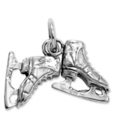 Fashionable figure eights! These vintage-inspired 3D ice skates shine in 14k white gold. Approximate length: 1/2 inch. Approximate width: 7/10 inch.