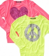 She'll be a pop-bright sensation in her electric glitter tee from Planet Gold.