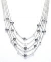 Levels of loveliness, by Alfani. This five-row illusion necklace boasts clear beads for added alure. Set in silver tone mixed metal. Approximate length: 18 inches + 3-inch extender. Approximate drop: 2-1/2 inches.