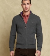 Put some zip in your cool-weather look with this Tommy Hilfiger sweater perfect for layering.