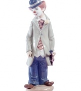 No joke. This Circus Sam figurine is handcrafted in Lladro porcelain, wearing a classic red clown nose and oversized clothes.