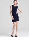 The neckline makes the statement on this gorgeously ruched dress from Laundry by Shelli Segal.