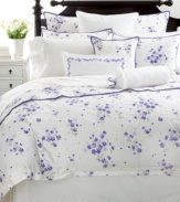 Style is in bloom with Martha Stewart Collection's Trousseau Violets European sham, featuring elegantly embroidered white blossoms on a field of soft cotton.