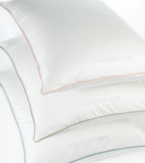 The pinnacle of comfort. Featuring lofty, hypoallergenic ecoDown® fill and a smooth 350-thread count cover, the Vail pillow from Charter Club redefines a good night's sleep. Finished with taupe piping and logo embroidery.