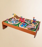 The young conductors in your life have an entire busy community at their fingertips! This detailed train set will provide kids with hours of imaginative play while the table helps keep playtime off the floor and closer to eye level. Large enough that multiple children can play at once.