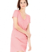 A cozy sleepshirt with a pretty all-over print and sweet scalloped trim is the perfect style for everyday lounging.