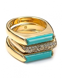 Work Southwestern flair into your accessory collection with MICHAEL Michael Kors' turquoise and pavé rings. Wear them day and night--the Santa Fe-inspired stack loves both denim and LBDs.