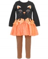 Sweet as candy. Style your little one for the season with this Halloween-themed cat tutu dress from Rare Editions, with attached leggings.