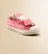 Itsy bitsy polka dots spread cheer on these cute and comfy lace-up kicks with double tongue.Double tongueLace-upCotton upperTextile liningRubber soleTraditional Chuck insoleImported