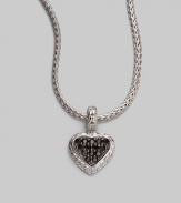 From the Classic Chain Collection. A black sapphire pavé heart dangles from a signature sterling silver chain.Black sapphire Sterling silver Rhodium Length, about 18 Pendant length, about ¾ Pendant width, about ½ Lobster clasp closure Made in Bali 