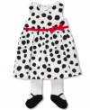 She'll be ready for her next outing in this oversized dot decorated dress plus matching tights with mock shoe design by Carter's.