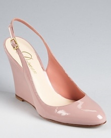 A timeless Delman classic--these glossy slingbacks stun in soft colors.