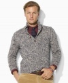 A cool-weather classic is crafted from soft ragg cotton with a buttoned mockneck collar for a handsome, preppy look.