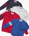 These Tommy Hilfiger sweaters are available in a variety of colors to make his fall style iconic.