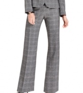 Kasper's tab-front trousers get a fresh, menswear-inspired look for fall with the help of chic glen plaid fabric.