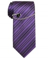 Create colorful contrast in a charcoal gray world with this striped skinny tie from Alfani RED.