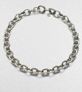 From the Oval Link Collection. Large sterling silver links alternate between smooth and cabled in a chain to wear alone or with a jeweled enhancer. Sterling silver Length, about 17½ Hidden spring clip clasp Imported