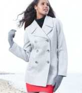 Featuring clean lines and made with a luxurious touch of cashmere, this pea coat from Calvin Klein is an instant classic.