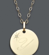 Embrace the latest trend with a stylish initial pendant. Crafted in 14k gold, this circular style features the letter Y with a diamond-accented star at the corner. Approximate length: 16 inches + 2-inch extender. Approximate drop: 3/4 inch.