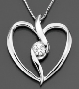 Contemporary style that warms your heart. This Sirena pendant features round-cut diamonds (1/8 ct. t.w.) set in 14k white gold. Approximate length: 18 inches. Approximate drop: 3/4 inch.