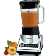 Shake it up, baby! Whip up smoothies, soups and sauces at the touch of a button with Cuisinart's PowerBlend 600. With a powerful 600 watt motor, seven different speeds, ice crush and pulse buttons and a no-mess measured pour lid, it's never been easier to blend. Comes with a recipe book. Limited three-year warranty. Model SPB-10CH.