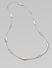 From the Palu Kapal Collection. A slender strand of sterling silver with textured leaf stations.Sterling silverLength, about 36Lobster claspMade in Bali