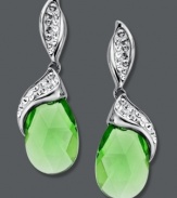 Others will be envious of your vibrant green earrings. Kaleidoscope's subtly swirling style combines green and clear crystals with Swarovski Elements. Post setting crafted in sterling silver. Approximate drop: 1-1/3 inches.