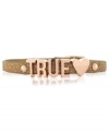 Show your true feelings. This mini affirmation bracelet from BCBGeneration, crafted from gold glitter PVC and rose gold-tone mixed metal, is an accessory you're sure to love. Approximate length: 8 inches.