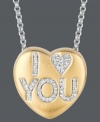 Sugary sweet and perfectly sentimental. Sweethearts' adorable heart-shaped pendant expresses more that just great style with the words I LOVE YOU spelled out in round-cut diamonds (1/8 ct. t.w.) across the surface. Pendant crafted in 14k gold over sterling silver and sterling silver. Copyright © 2011 New England Confectionery Company. Approximate length: 16 inches + 2-inch extender. Approximate drop: 5/8 inch.