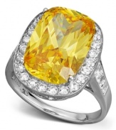 This season is all about color. Brighten up in Arabella's stunning cushion-cut yellow and round-cut white Swarovski zirconia ring (13-1/3 ct. t.w.). Crafted in sterling silver. Size 7.