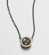 From the Zasha Collection. Unique grey diamond add sparkle to this 14k gold and blackened sterling silver design on a link chain. Grey diamonds, 0.03 tcw14k goldBlackened sterling silverLength, about 16Pendant size, about .27Lobster clasp closureImported 