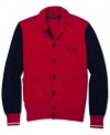 Get on board with team style in this sporty Sean John cardigan.