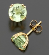 Beautiful 14k gold studs feature the serene glow of round-cut green quartz (3-1/4 ct. t.w.).