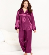 Settle down in satiny smooth style. Classic pajamas get a luxurious makeover in satin by Morgan Taylor.