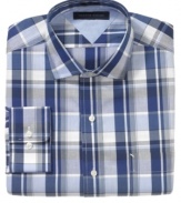 Your favorite casual style goes classic. This plaid dress shirt from Tommy Hilfiger is the best from both sides of your wardrobe.