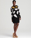 Bold color in an utterly unique - and yet so DIANE von FURSTENBERG - leaf motif makes this sweater dress a hot choice for a cool day.