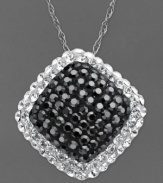 Ebony and ivory. Kaleidoscope's shapely square pendant features an elegant mix of black and white crystals with Swarovski Elements. Crafted in sterling silver. Approximate length: 18 inches. Approximate drop: 9/10 inch.