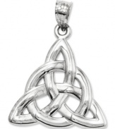 Symbolic for spirit, mind and body, this polished, solid Trinity charm makes the perfect Celtic gift. Crafted in 14k white gold. Chain not included. Approximate length: 1-1/5 inches. Approximate width: 9/10 inch.