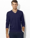 The epitome of modern preppy style, an essential V-neck sweater is crafted from plush cotton and cashmere yarns for a soft, smooth hand.