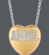 Tell her how you really feel. Give her the gift of Sweethearts' stunning pendant. Crafted in 14k gold over sterling silver, this heart-shaped design features the word ANGEL in round-cut diamonds (1/10 ct. t.w.). Copyright © 2011 New England Confectionery Company. Approximate length: 16 inches + 2-inch extender. Approximate drop: 5/8 inch.