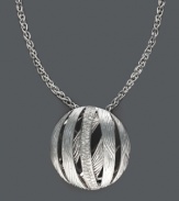 Add drama and dimension at once. Balissima by Effy Collection's unique circular pendant features textured rows and a strip of round-cut diamonds (1/4 ct. t.w.). Crafted in sterling silver. Approximate length: 18 inches. Approximate drop: 1 inch x 1-1/4 inches.